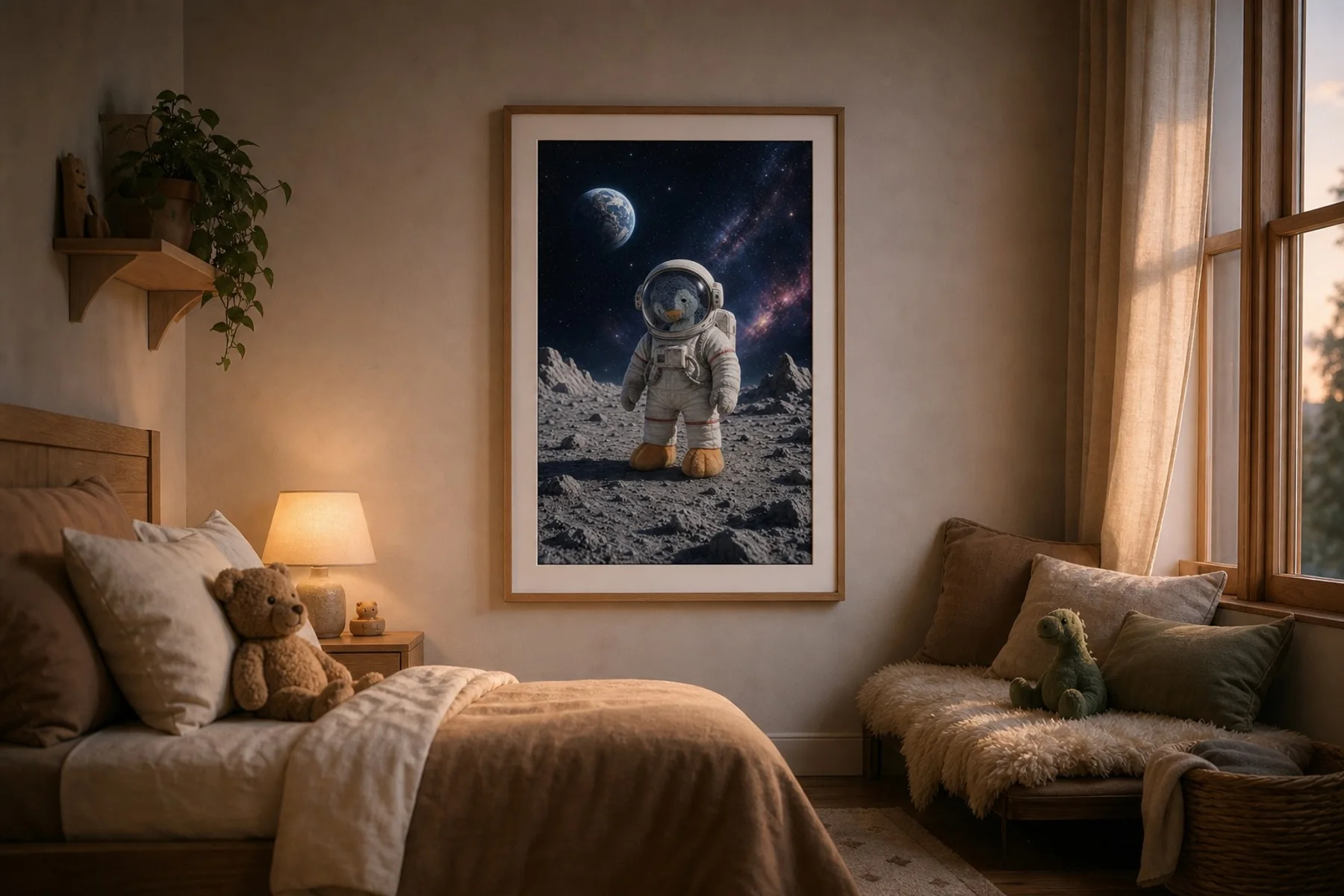 Adventure artwork hanging in a child's bedroom